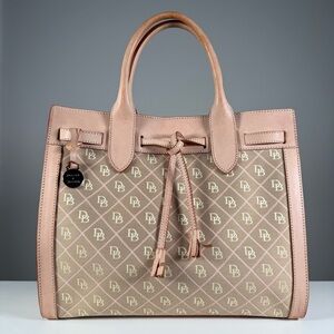 Dooney and Bourke Pink Monogram Made in Italy Tassel Tote